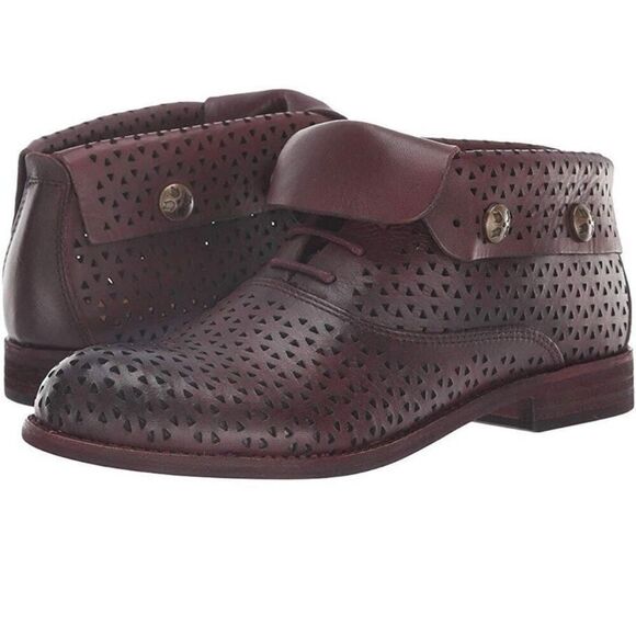 Patricia Nash Perforated Leather Sabrina Ankle Boot in Merlot, Women’s 6.5 - Picture 1 of 15